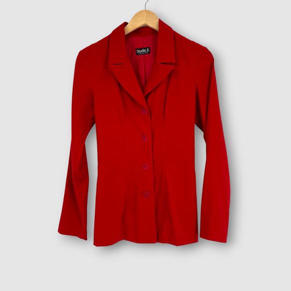 Vintage Jackets & Blazers - 90s Vintage Studio F Collection Red Tailored Blazer Jacket Size Small